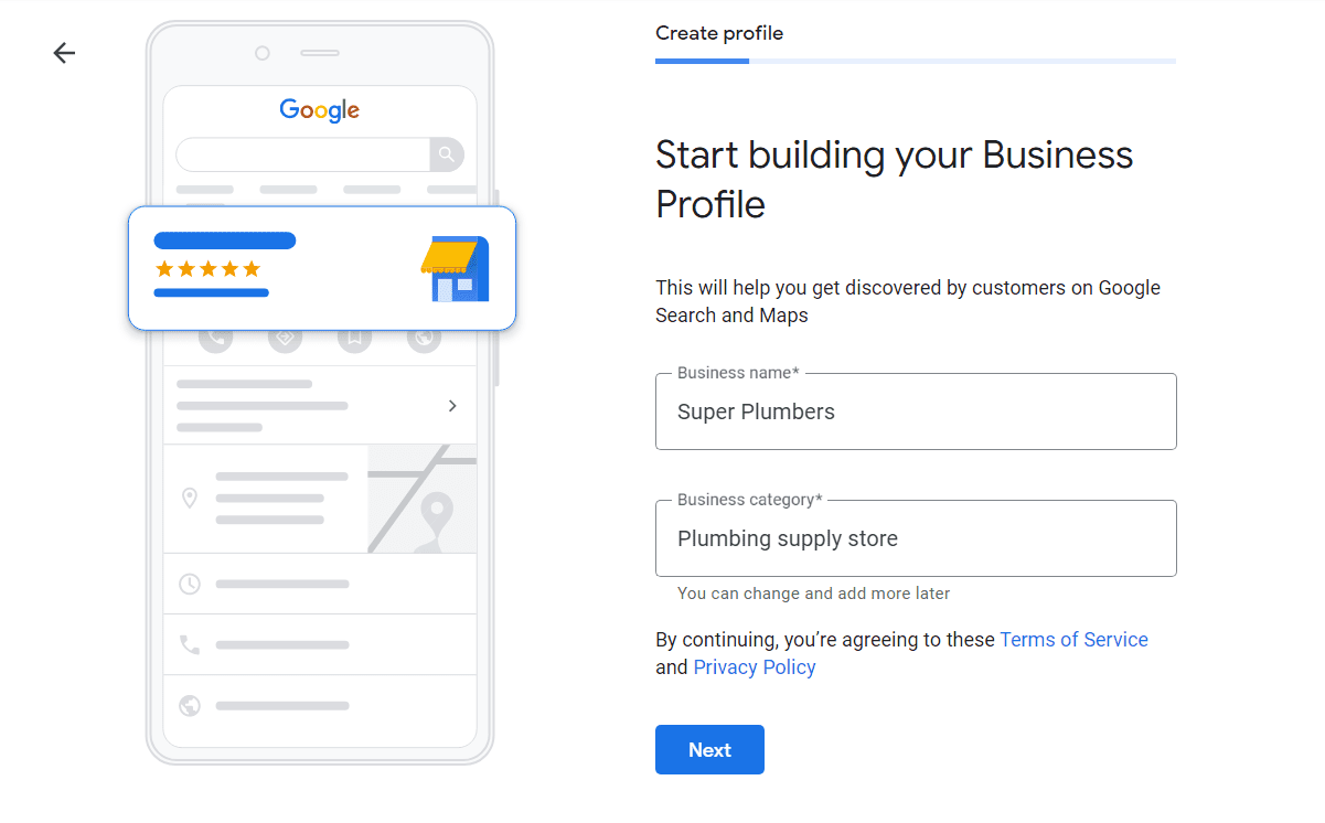 Building Google My Business profile as a plumber