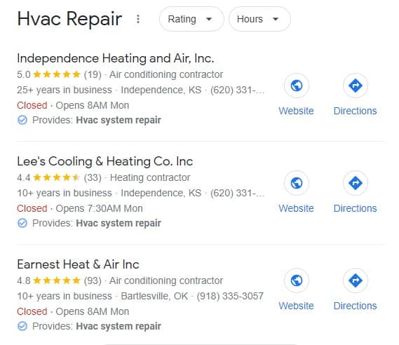 Google Local 3 Pack for HVAC Business