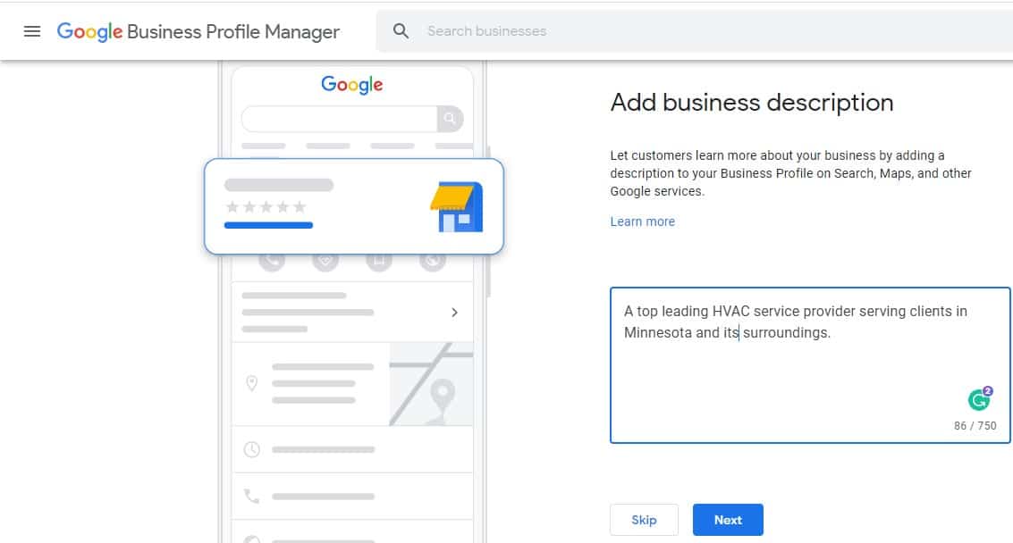 Optimize Business Description on GMB for HVAC